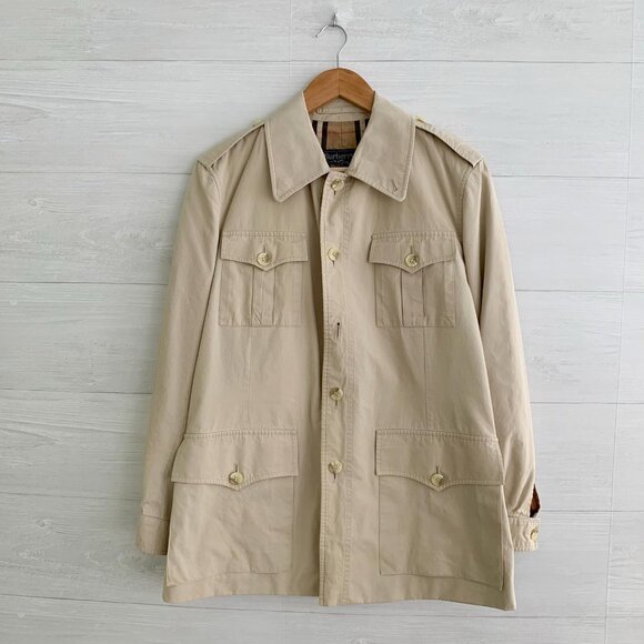 *very worn Burberrys - Beige button front epaulets jacket, S-M